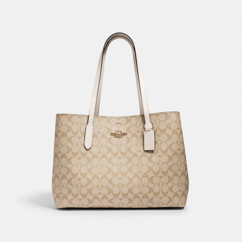 COACH LARGE AVENUE CARRYALL IN SIGNATURE CANVAS - IM/LIGHT KHAKI CHALK - 79987