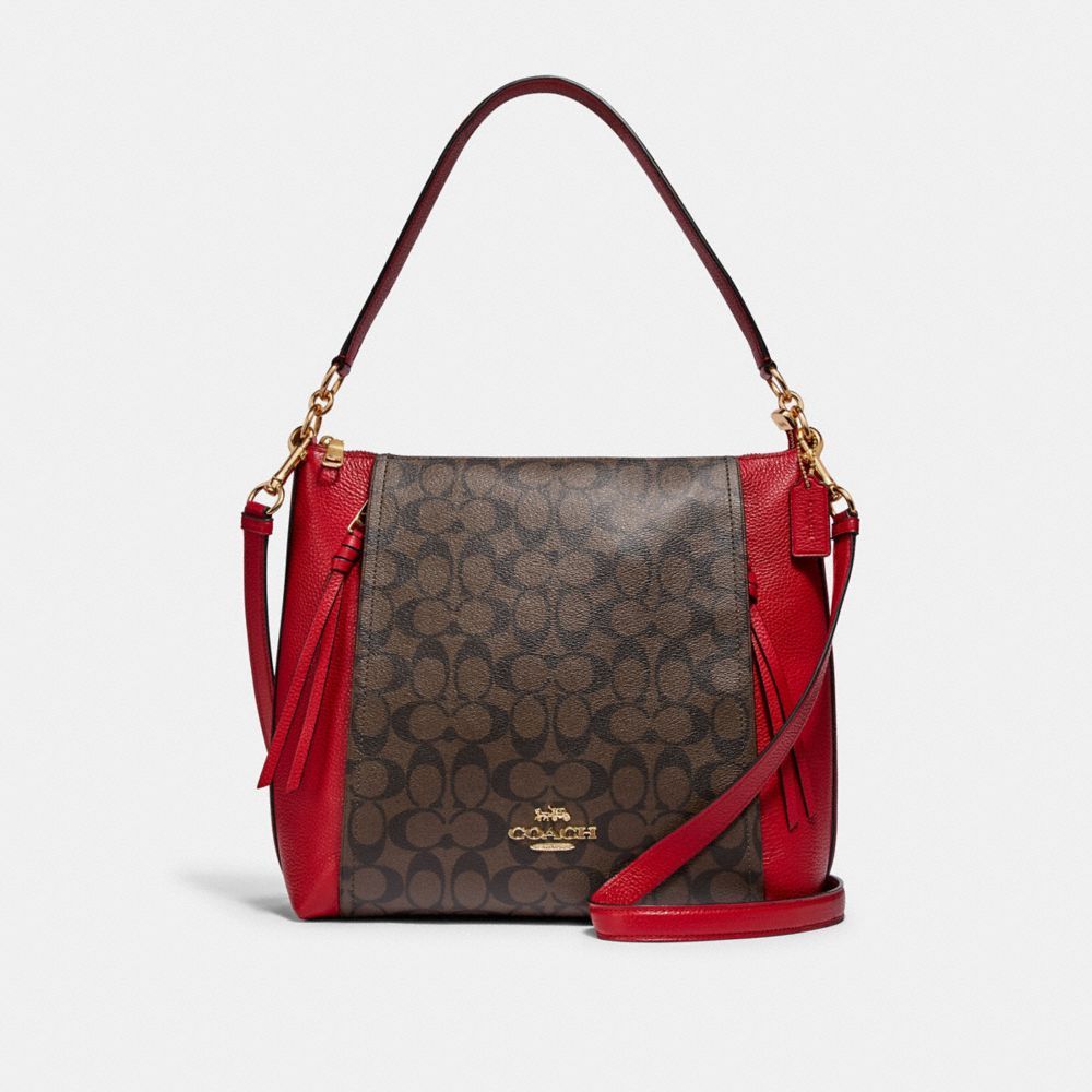 COACH 79993 MARLON HOBO IN SIGNATURE CANVAS IM/BROWN 1941 RED