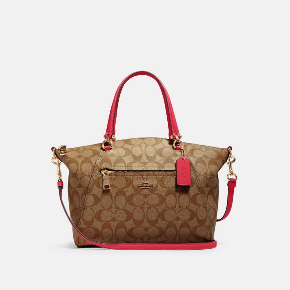 COACH PRAIRIE SATCHEL IN SIGNATURE CANVAS - IM/KHAKI ELECTRIC PINK - 79998