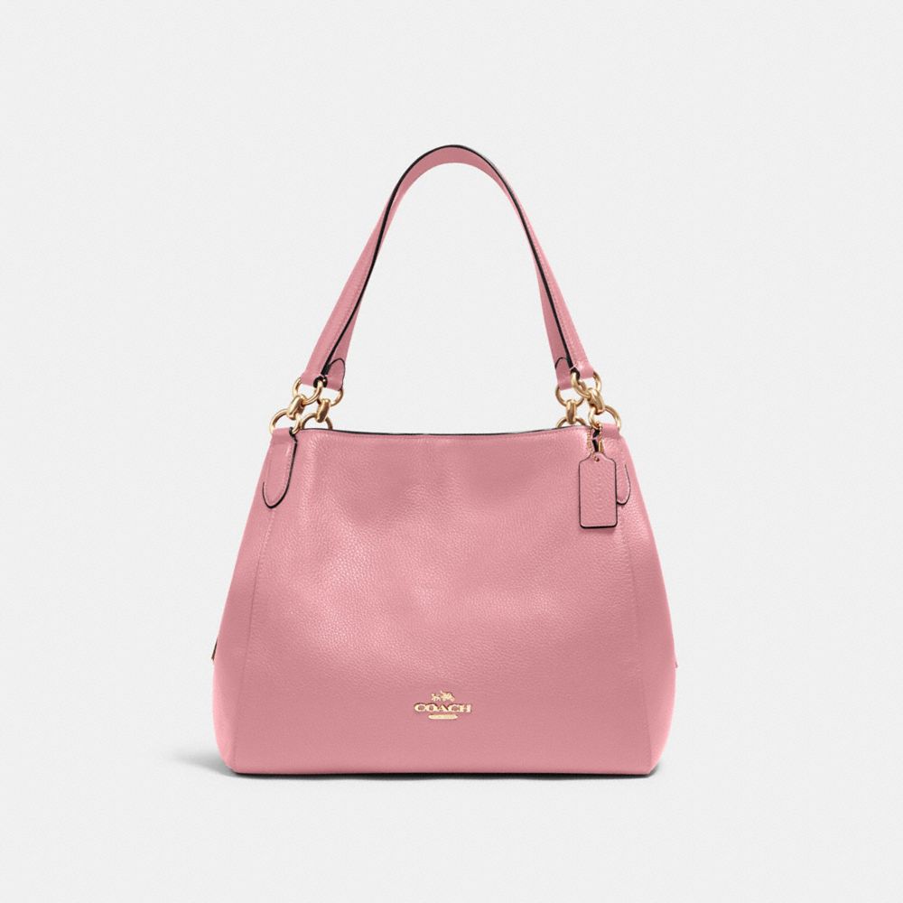 COACH 80268 Hallie Shoulder Bag GOLD/TRUE PINK