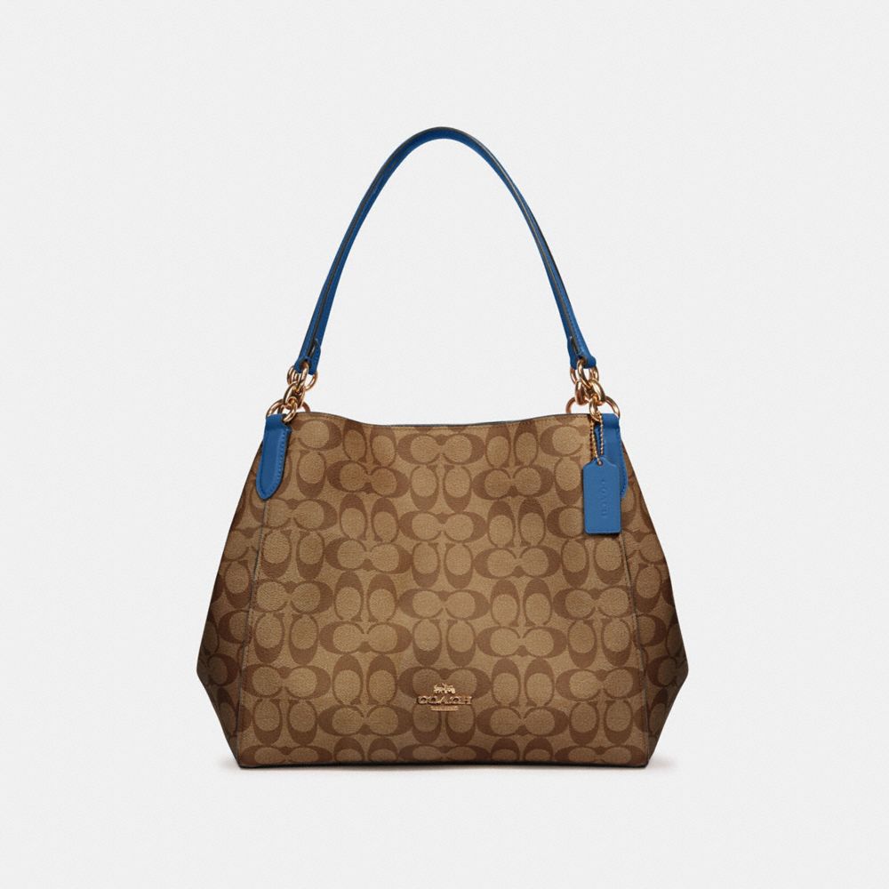 HALLIE SHOULDER BAG IN SIGNATURE CANVAS - IM/KHAKI DEEP ATLANTIC - COACH 80298