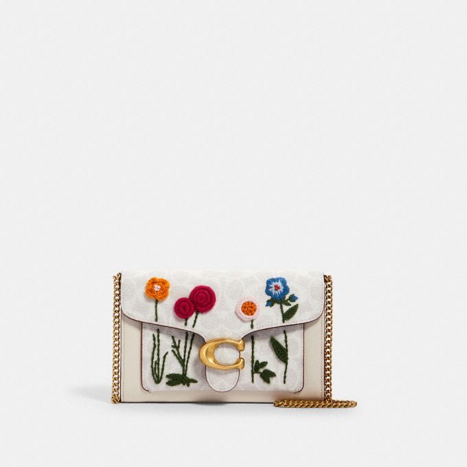 Coach Official Site Official Page Tabby Chain Clutch In Signature Canvas With Floral Embroidery
