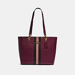 COACH 80808 - JES TOTE WITH VARSITY STRIPE IM/DARK BERRY MULTI