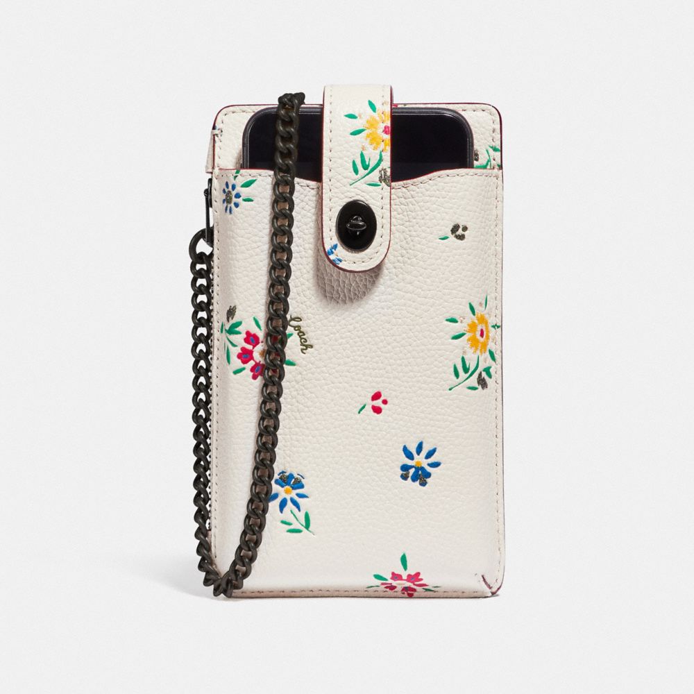 TURNLOCK CHAIN PHONE CROSSBODY WITH WILDFLOWER PRINT - V5/CHALK - COACH 809