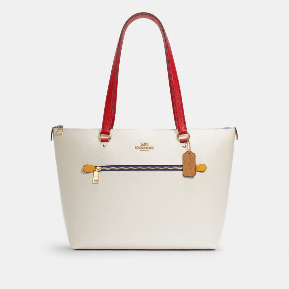 COACH 82133 - Gallery Tote In Colorblock GOLD/CHALK ELECTRIC RED MULTI