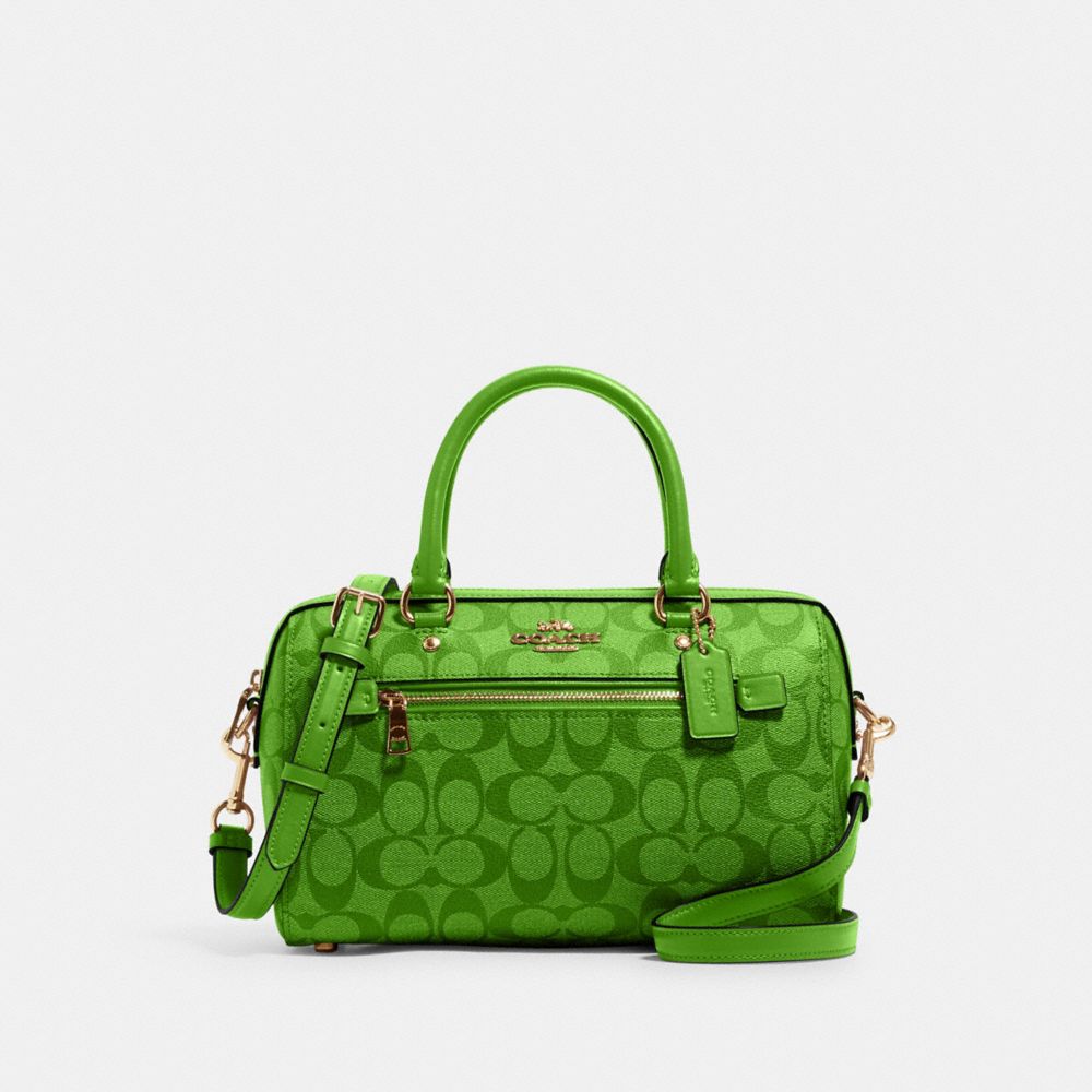 COACH 83607 Rowan Satchel In Signature Canvas IM/NEON GREEN