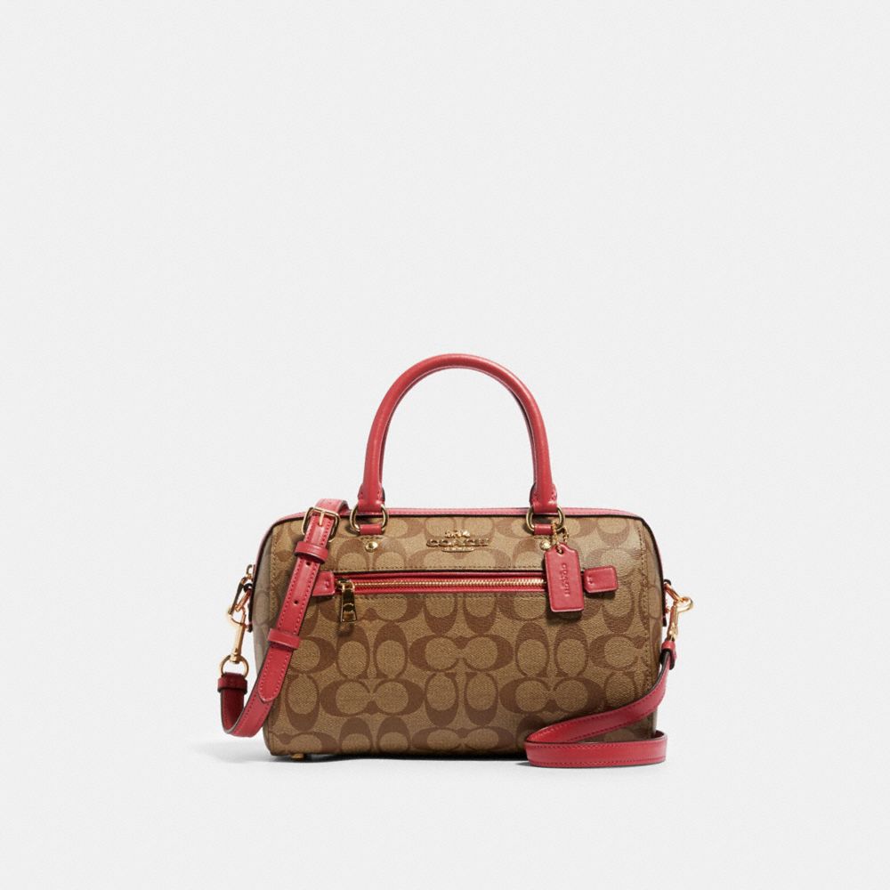 COACH 83607 ROWAN SATCHEL IN SIGNATURE CANVAS IM/KHAKI-POPPY