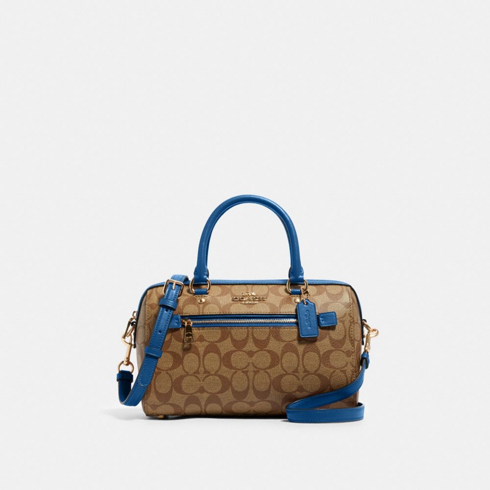 COACH ROWAN SATCHEL IN SIGNATURE CANVAS - IM/KHAKI DEEP ATLANTIC - 83607