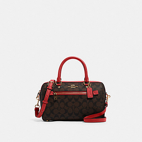 COACH Rowan Satchel In Signature Canvas - GOLD/BROWN 1941 RED - 83607