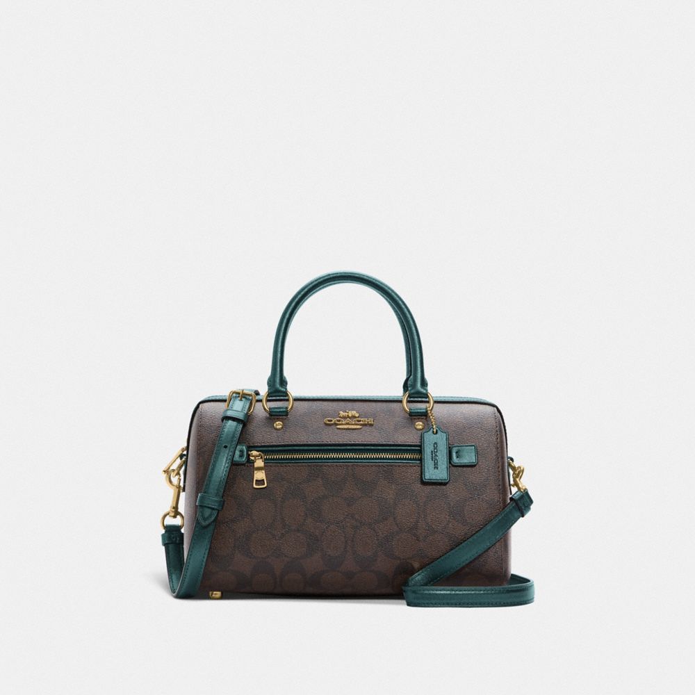 COACH Rowan Satchel In Signature Canvas - GOLD/BROWN/METALLIC IVY - 83607