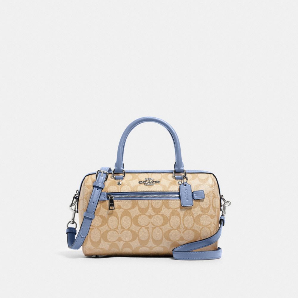 ROWAN SATCHEL IN SIGNATURE CANVAS - 83607 - SV/LT KHA/PERIWINKLE