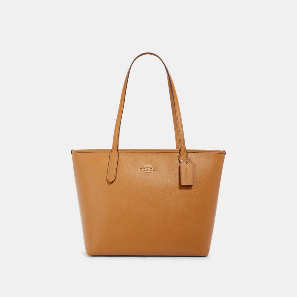 ZIP TOP TOTE - IM/LIGHT SADDLE - COACH 83857