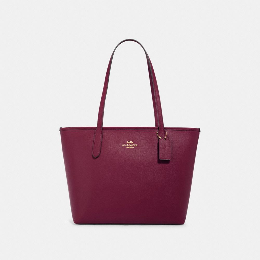 COACH 83857 Zip Top Tote IM/DARK BERRY