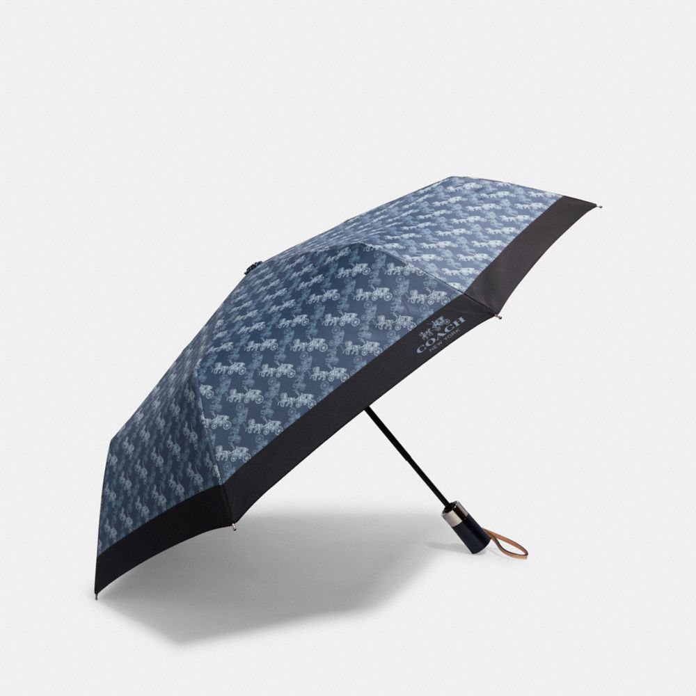 UMBRELLA WITH HORSE AND CARRIAGE PRINT - 84672 - DENIM