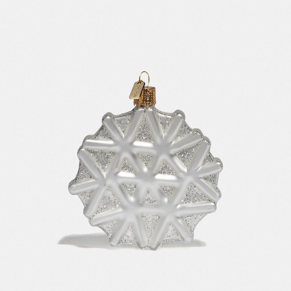 COACH 84694 Snowflake Glass Ornament CHALK