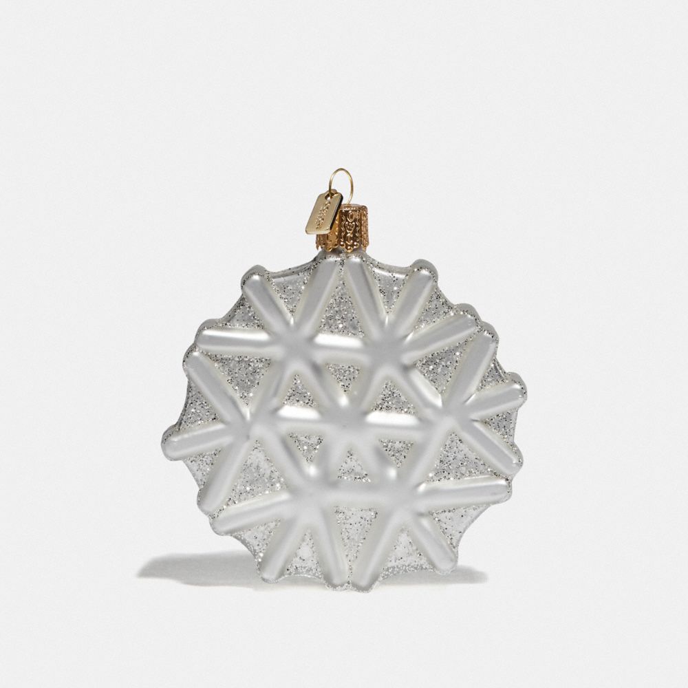 COACH 84694 SNOWFLAKE GLASS ORNAMENT CHALK