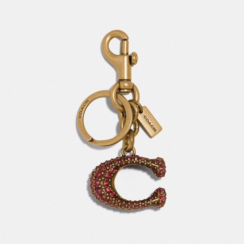 COACH 84703 SIGNATURE BAG CHARM GOLD/WINE