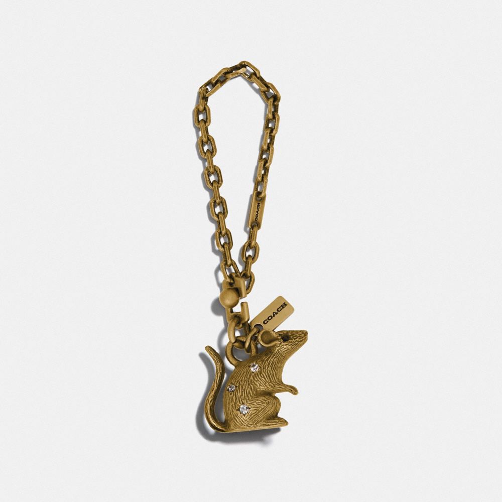 COACH 84704 Lunar New Year Jeweled Metal Rat Bag Charm GOLD