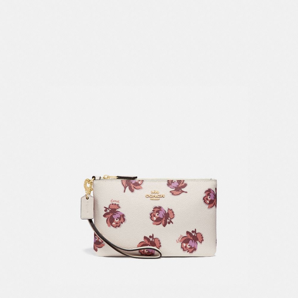 COACH SMALL WRISTLET WITH FLORAL PRINT - GOLD/CHALK FLORAL PRINT - 84747