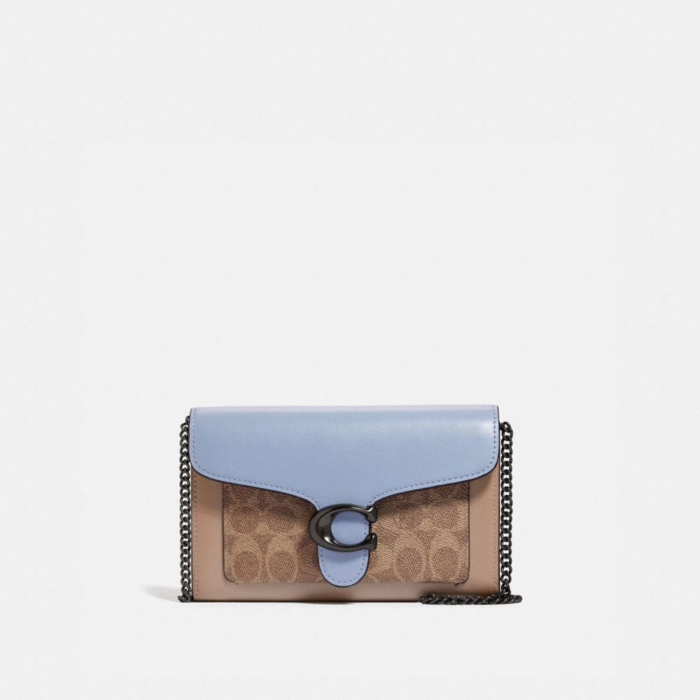 TABBY CHAIN CLUTCH IN COLORBLOCK SIGNATURE CANVAS - V5/TAN TWILIGHT MULTI - COACH 86094