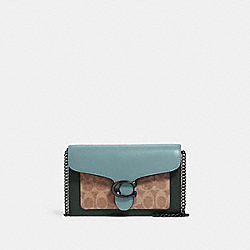 COACH 86094 Tabby Chain Clutch In Colorblock Signature Canvas PEWTER/TAN SAGE MULTI