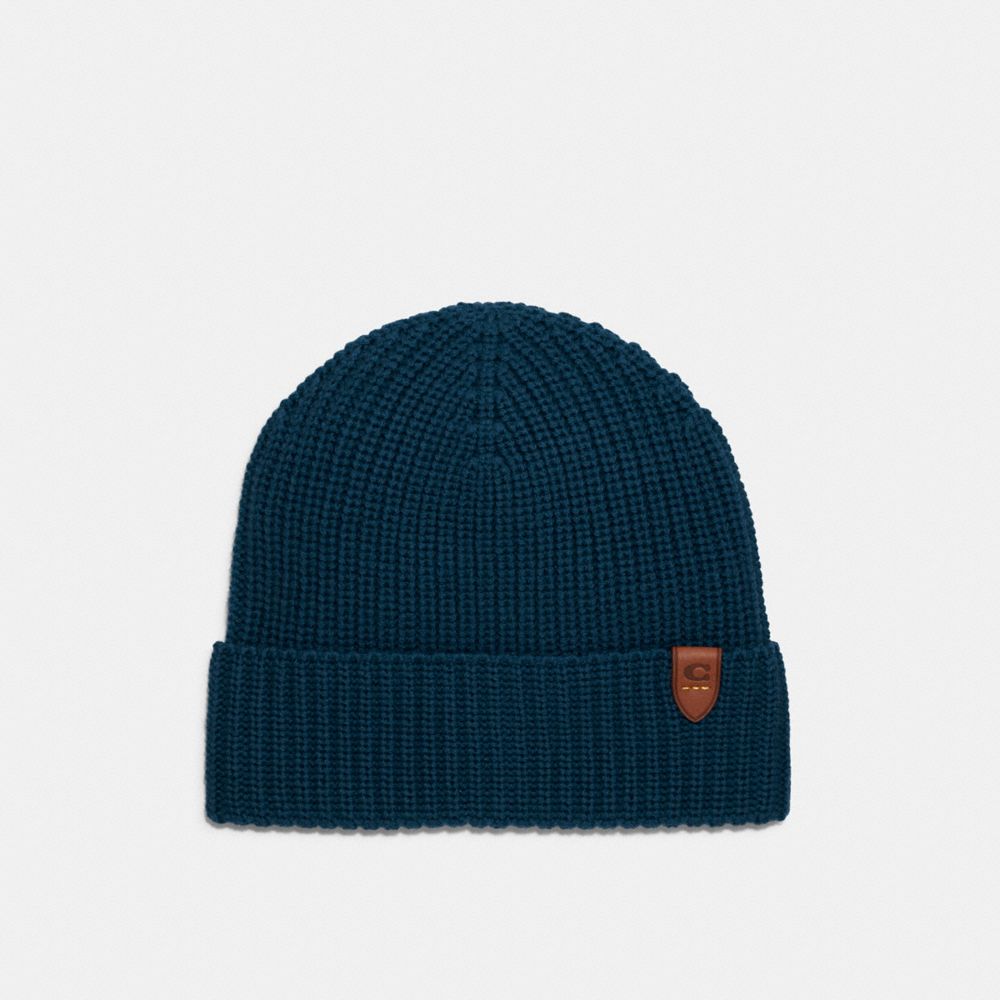 Rib Knit Merino Wool Hat - 86553 - TEAL INK