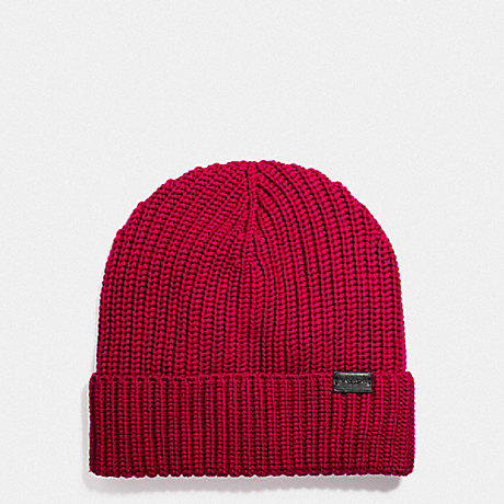 COACH 86553 Rib Knit Merino Wool Hat True Red