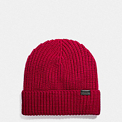 COACH 86553 Rib Knit Merino Wool Hat TRUE RED