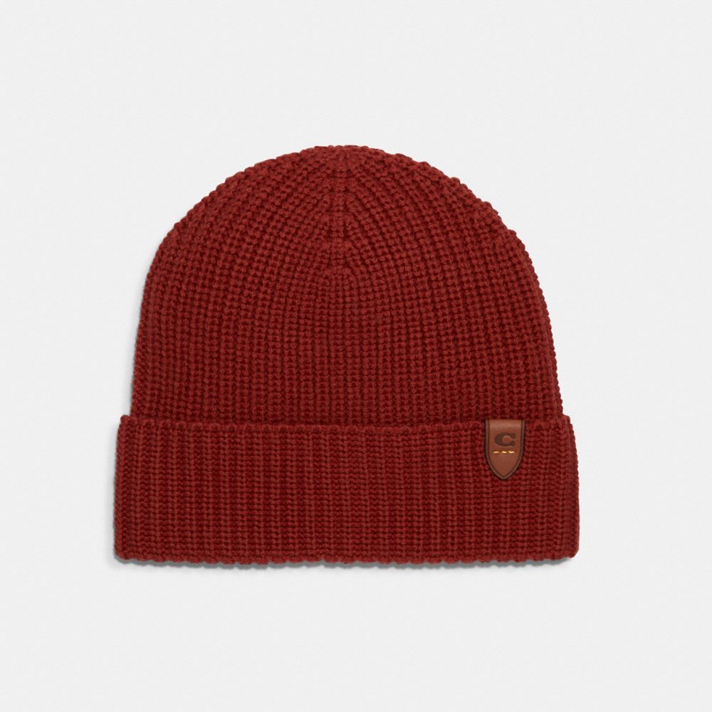 COACH Rib Knit Merino Wool Hat - TERRACOTA - 86553