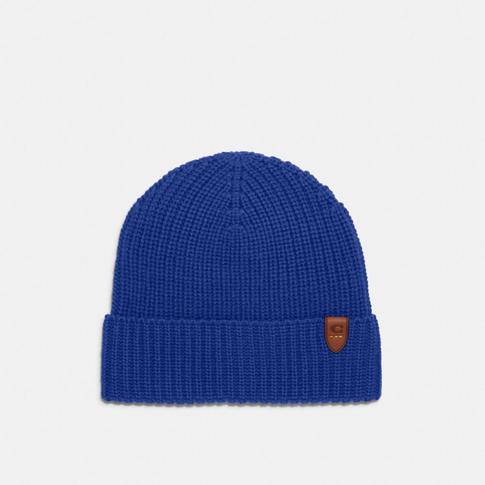 COACH 86553 Rib Knit Merino Wool Hat SPORT BLUE