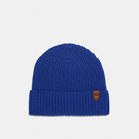 COACH 86553 Rib Knit Merino Wool Hat Sport-Blue