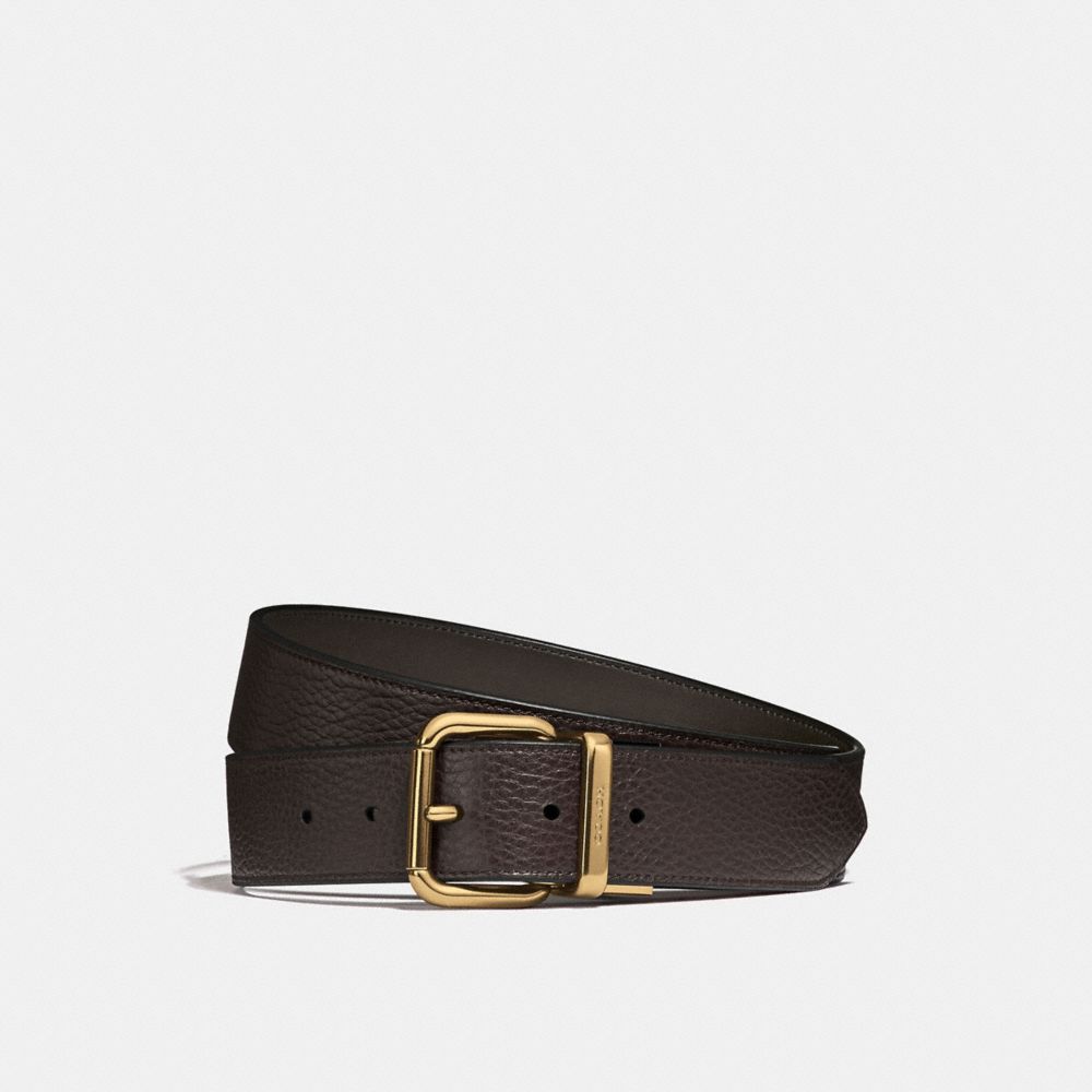 COACH 87091 Harness Buckle Cut-to-size Reversible Belt, 38mm PINE/CHESTNUT