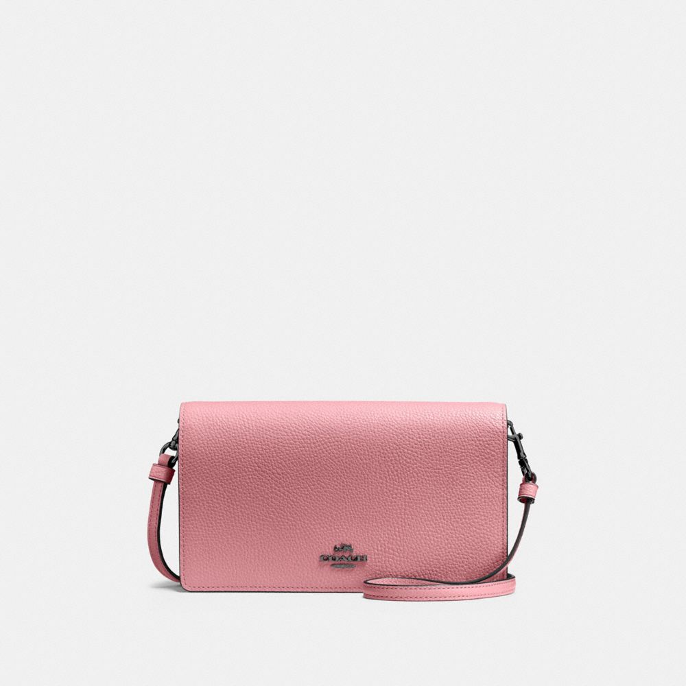 HAYDEN FOLDOVER CROSSBODY CLUTCH - TRUE PINK/GUNMETAL - COACH 87401