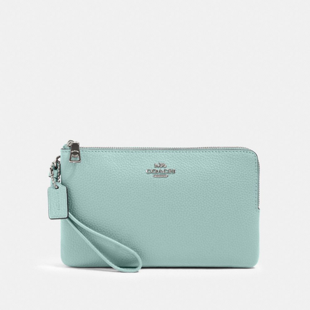 COACH 87587 DOUBLE ZIP WALLET SV/SEAFOAM