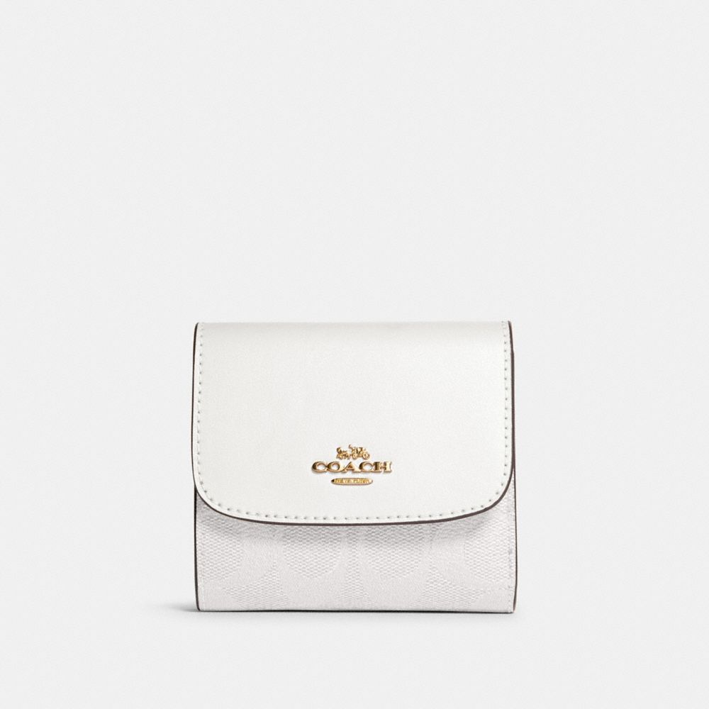 COACH 87589 Small Wallet In Signature Canvas IM/CHALK/GLACIERWHITE