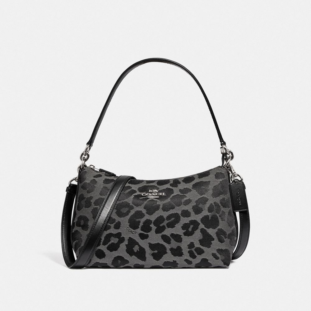 COACH LEWIS SHOULDER BAG WITH LEOPARD PRINT - SV/GREY - 87756