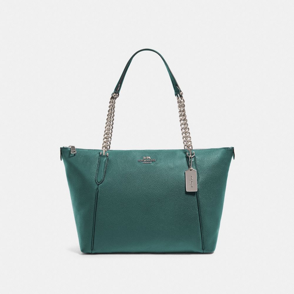 COACH 87775 AVA CHAIN TOTE SV/DARK-TURQUOISE