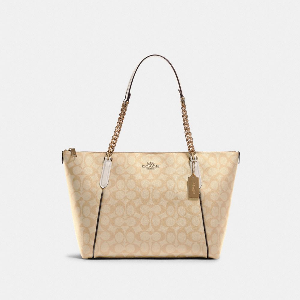 COACH 87776 - AVA CHAIN TOTE IN SIGNATURE CANVAS - IM/LIGHT KHAKI CHALK ...