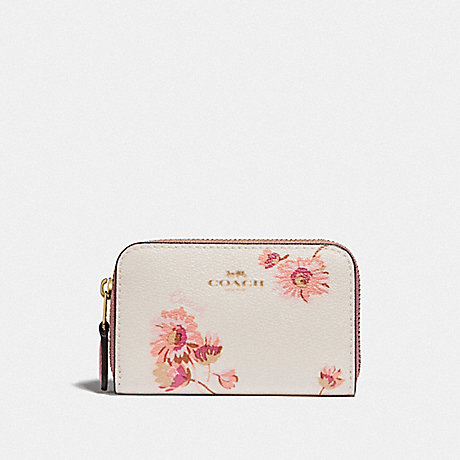 COACH 87796 Zip Around Coin Case With Multi Floral Print Gold/Chalk-Multi
