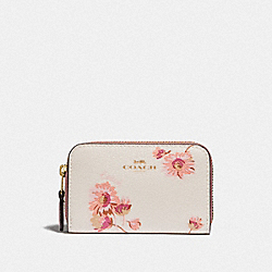 COACH 87796 Zip Around Coin Case With Multi Floral Print GOLD/CHALK MULTI