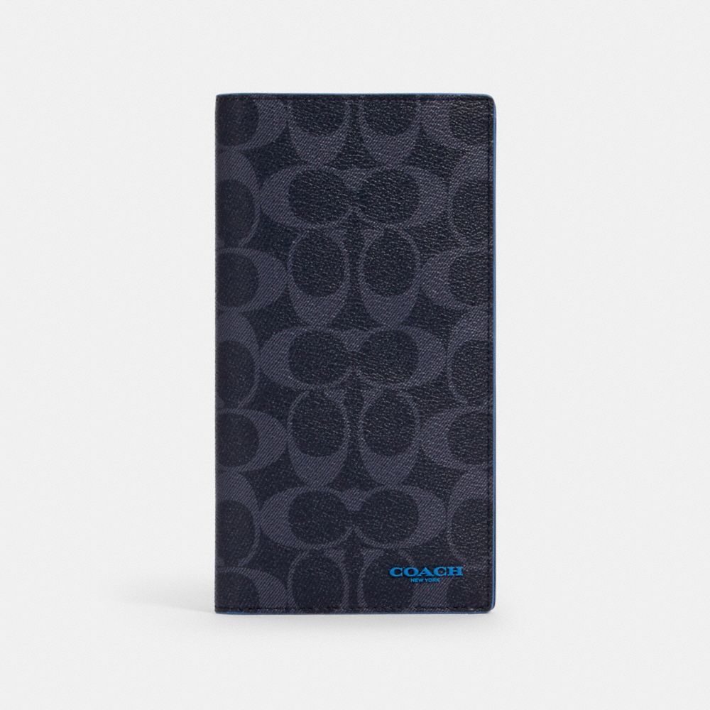 SLIM PASSPORT WALLET IN SIGNATURE CANVAS - 87851 - QB/DENIM BRIGHT BLUE