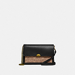 COACH 87898 - DREAMER CONVERTIBLE CROSSBODY IN COLORBLOCK SIGNATURE CANVAS BRASS/TAN BLACK