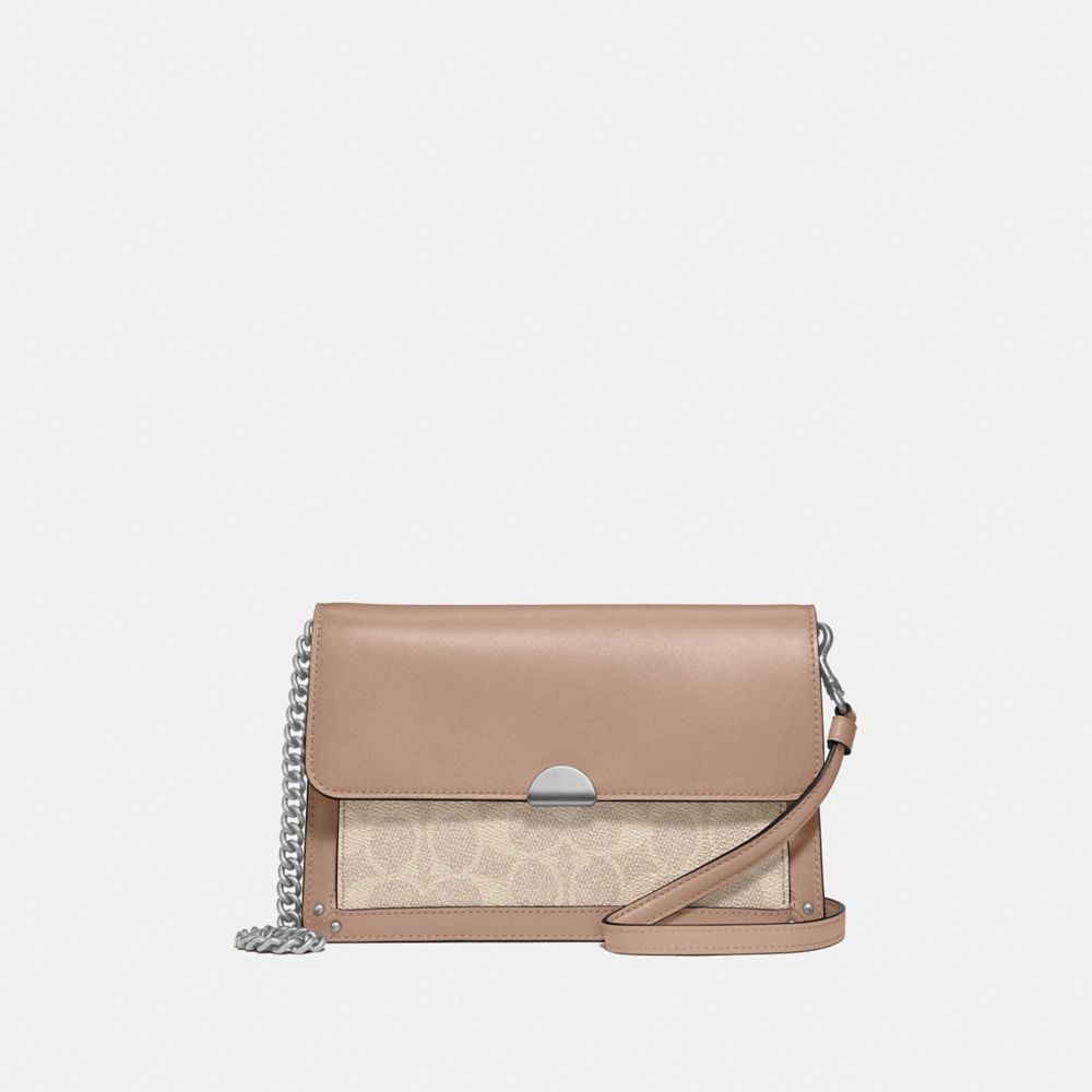 DREAMER CONVERTIBLE CROSSBODY IN COLORBLOCK SIGNATURE CANVAS - 87898 - LIGHT NICKEL/SAND TAUPE