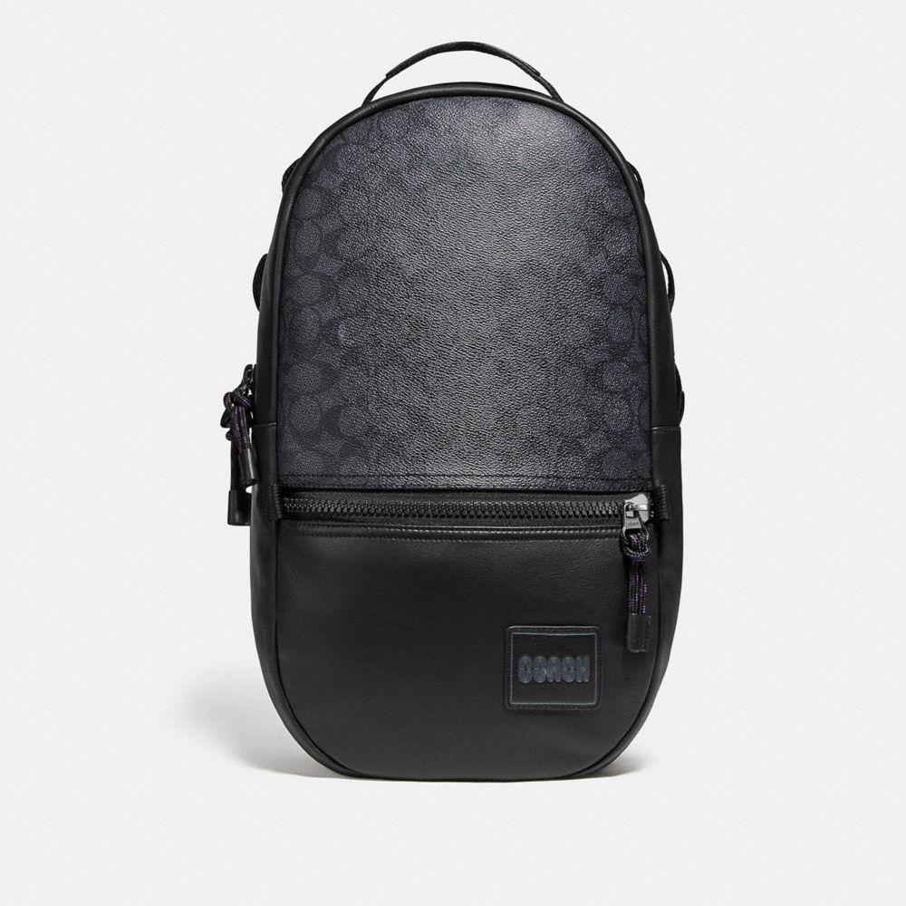 PACER BACKPACK IN SIGNATURE CANVAS WITH COACH PATCH - BLACK COPPER/CHARCOAL - COACH 87988