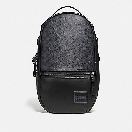 COACH 87988 PACER BACKPACK IN SIGNATURE CANVAS WITH COACH PATCH BLACK-COPPER/CHARCOAL