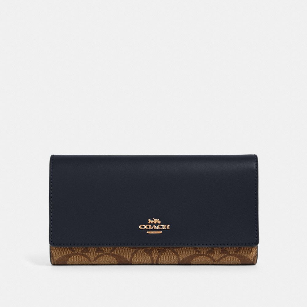 TRIFOLD WALLET IN SIGNATURE CANVAS - 88024 - IM/KHAKI MIDNIGHT