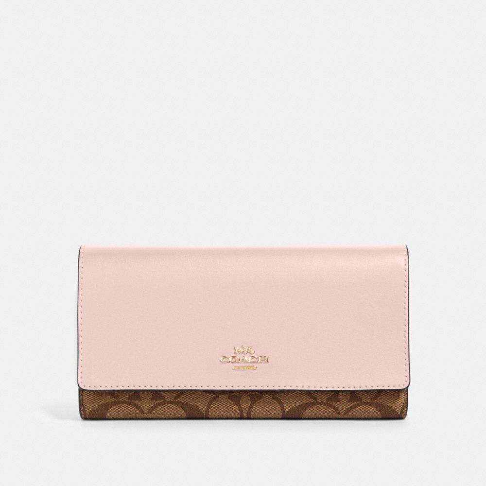 TRIFOLD WALLET IN SIGNATURE CANVAS - 88024 - IM/KHAKI BLOSSOM