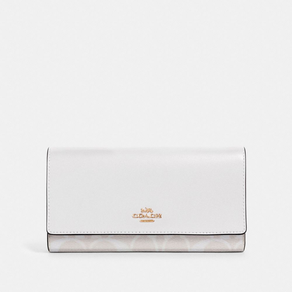 COACH TRIFOLD WALLET IN SIGNATURE CANVAS - IM/CHALK/GLACIERWHITE - 88024