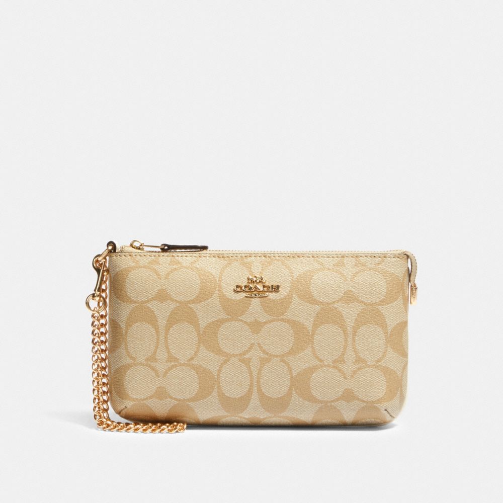 COACH 88035 - LARGE WRISTLET IN SIGNATURE CANVAS - IM/LIGHT KHAKI CHALK ...