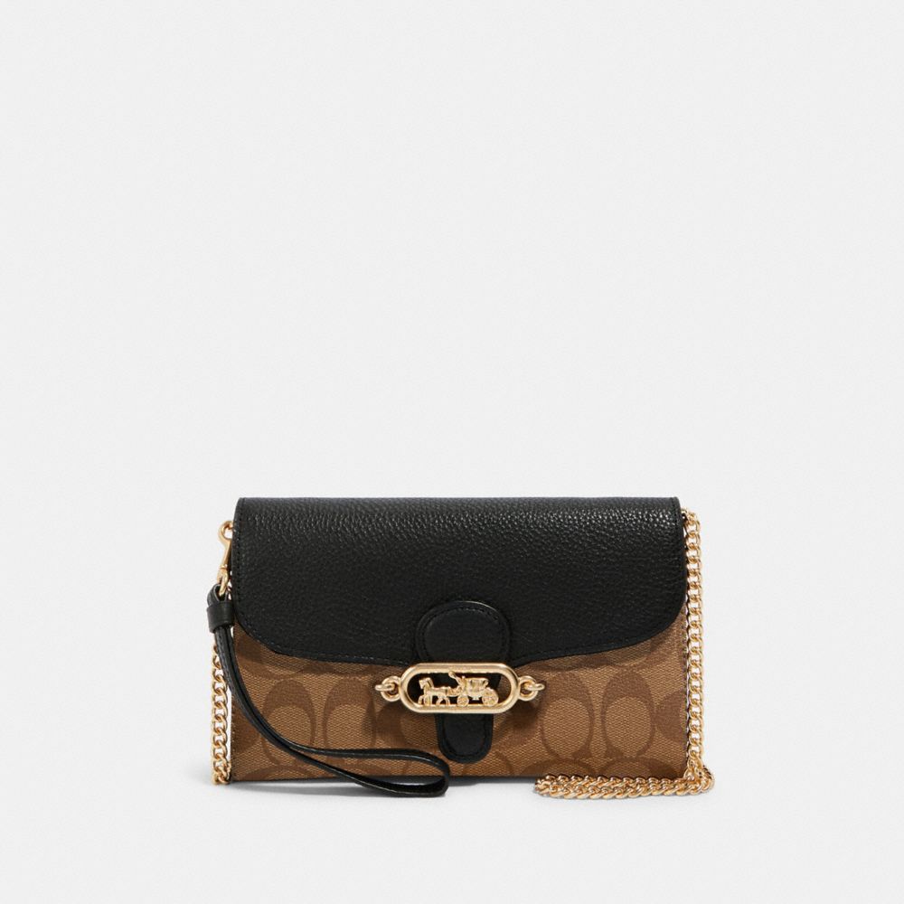 CHAIN CROSSBODY IN SIGNATURE CANVAS - 88101 - IM/KHAKI/BLACK